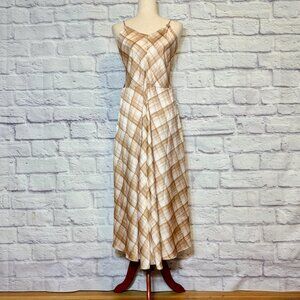 Elie by Elie Tahari Tan Argyle Brushstroke Maxi Dress